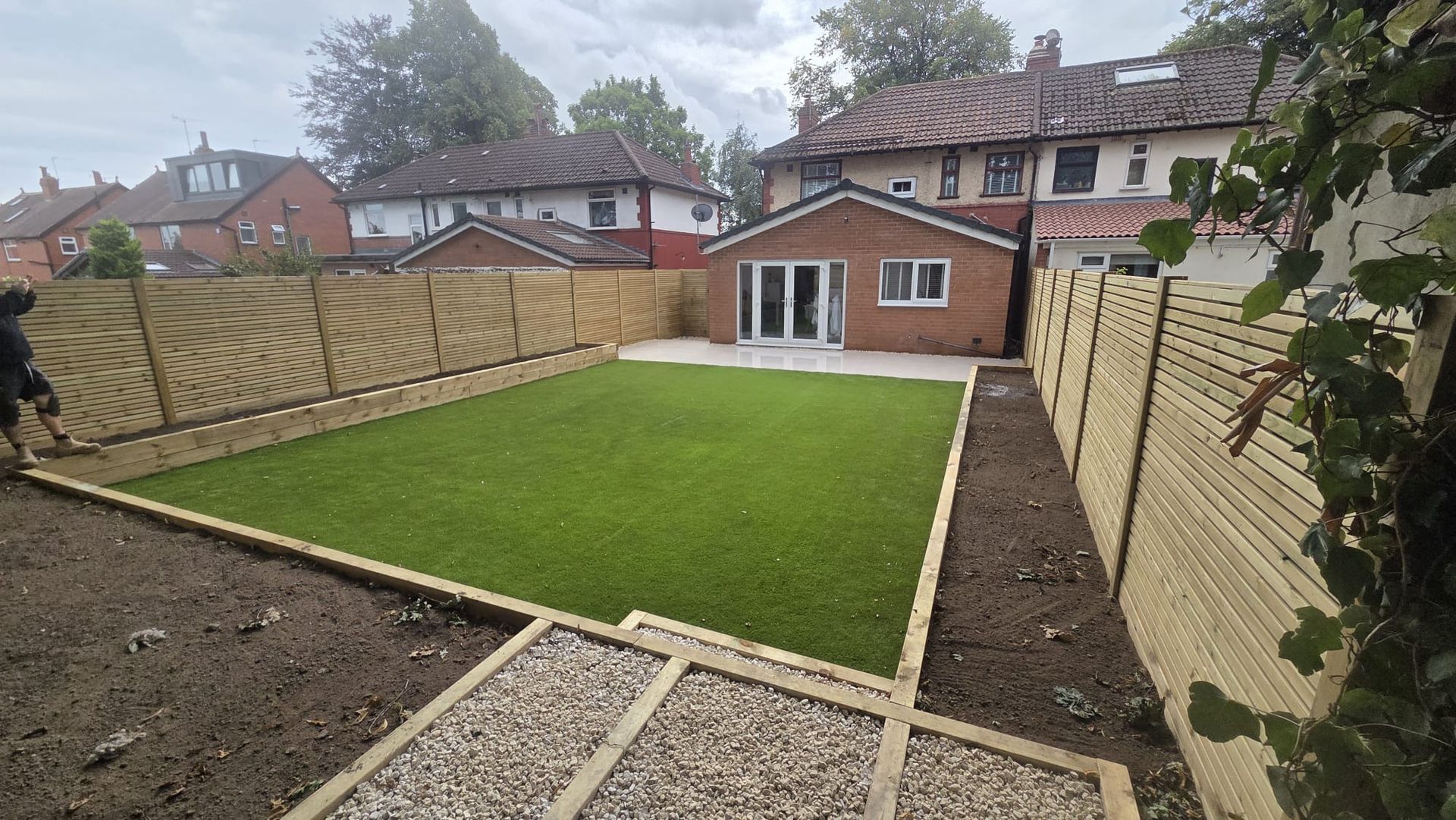 Completed block-paved driveway and landscaped garden makeover in Leeds