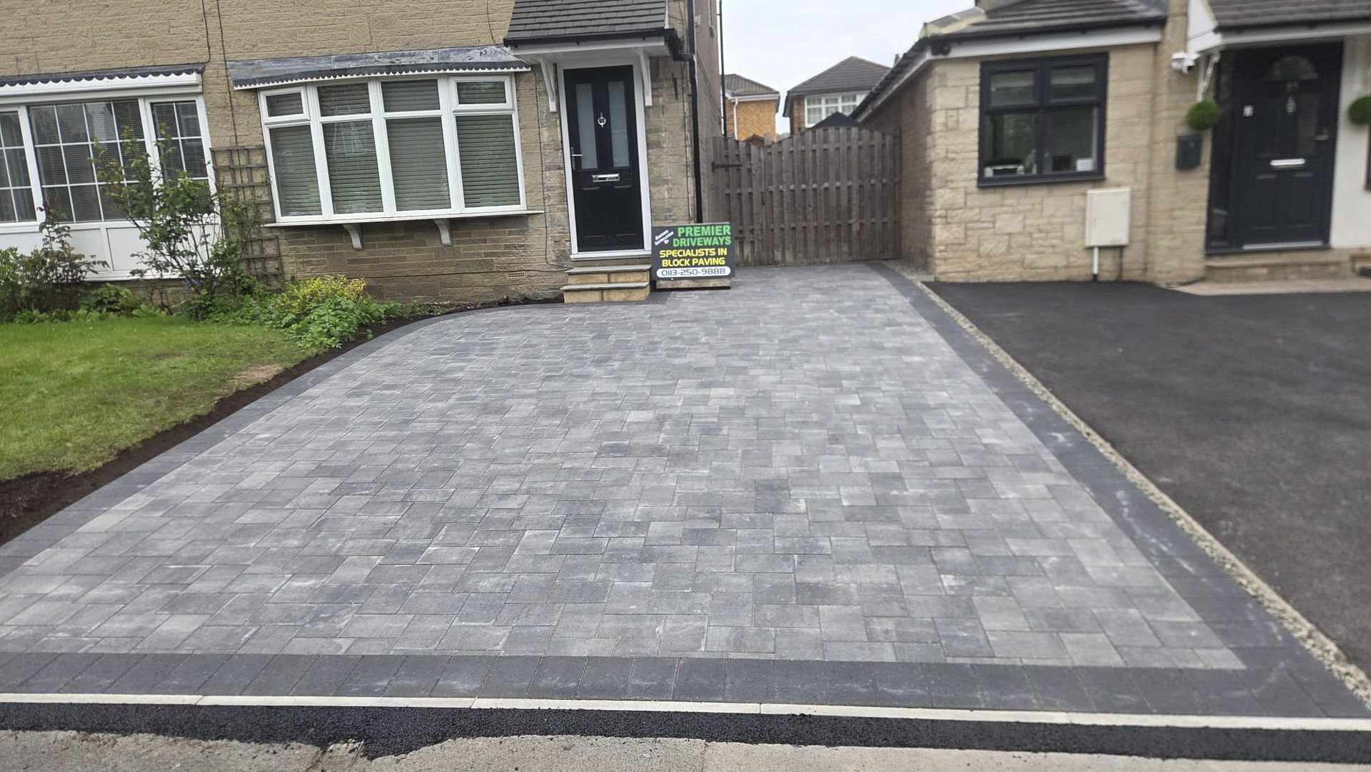 Positano Granite driveway with Charcoal border in Calverley