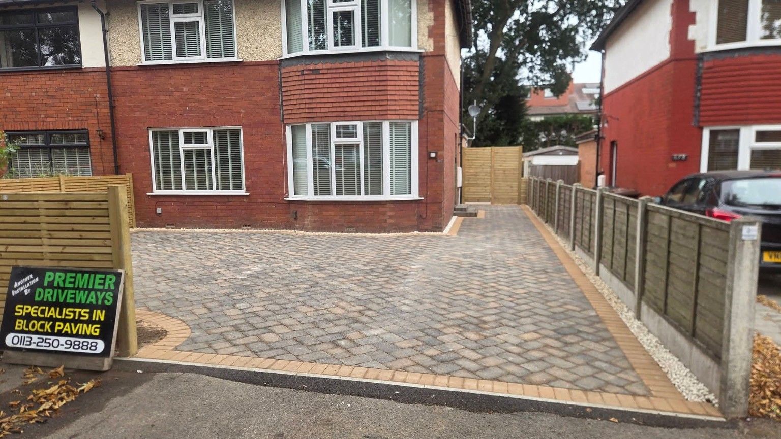 Completed block-paved driveway and landscaped garden makeover in Leeds