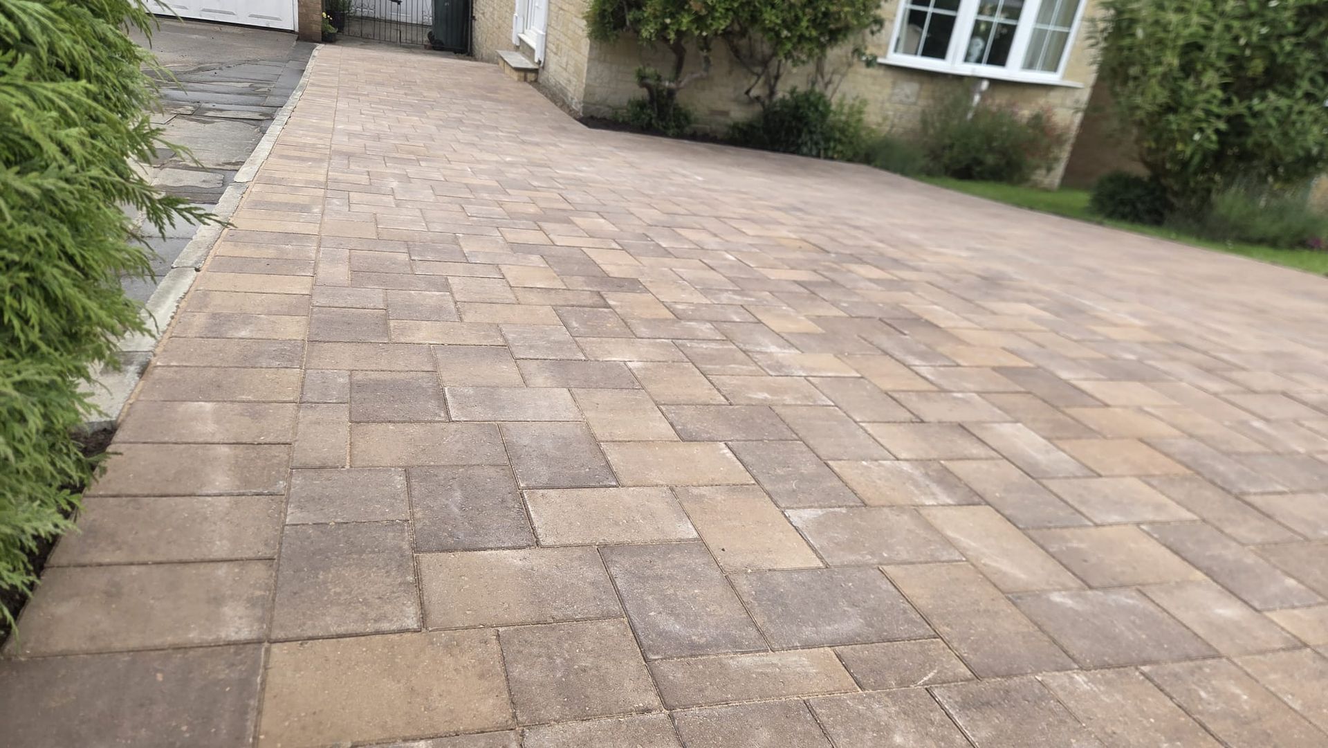 Completed grey block paving driveway in Burley in Wharfedale