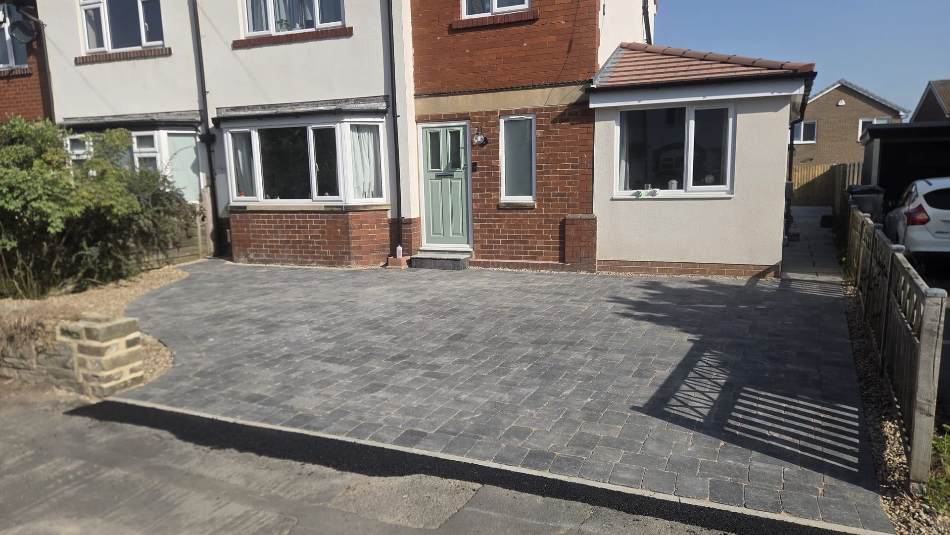 Completed patio, timber fencing and new lawn in Burley in Wharfedale