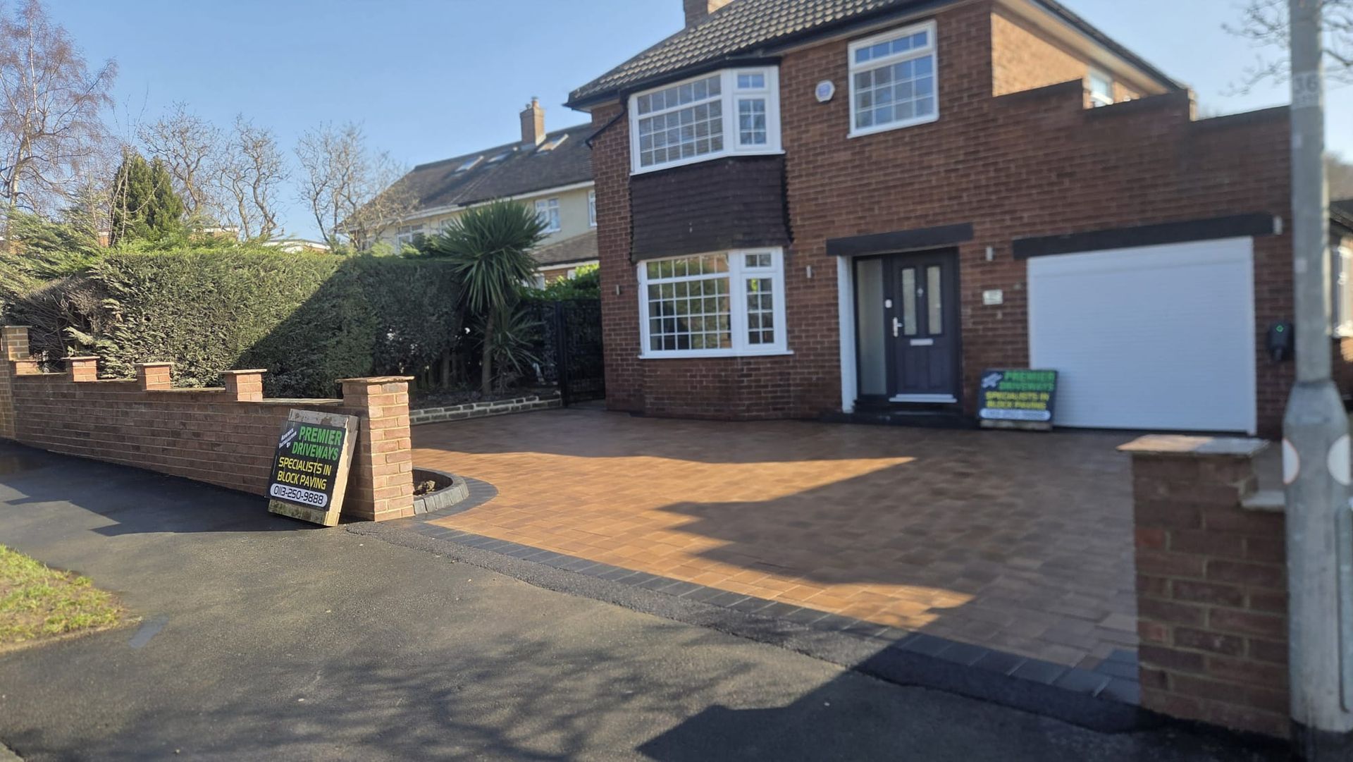 Positano Peakstone driveway with Charcoal border and new wall in Cookridge