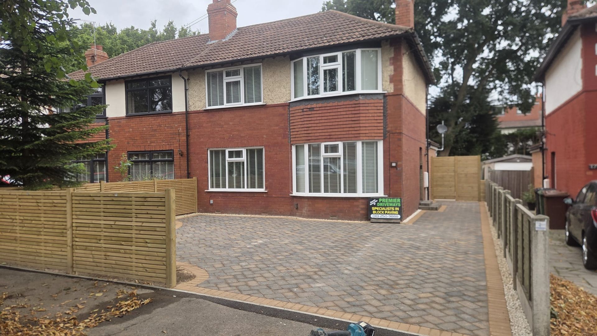 Completed grey block paving driveway in Burley in Wharfedale