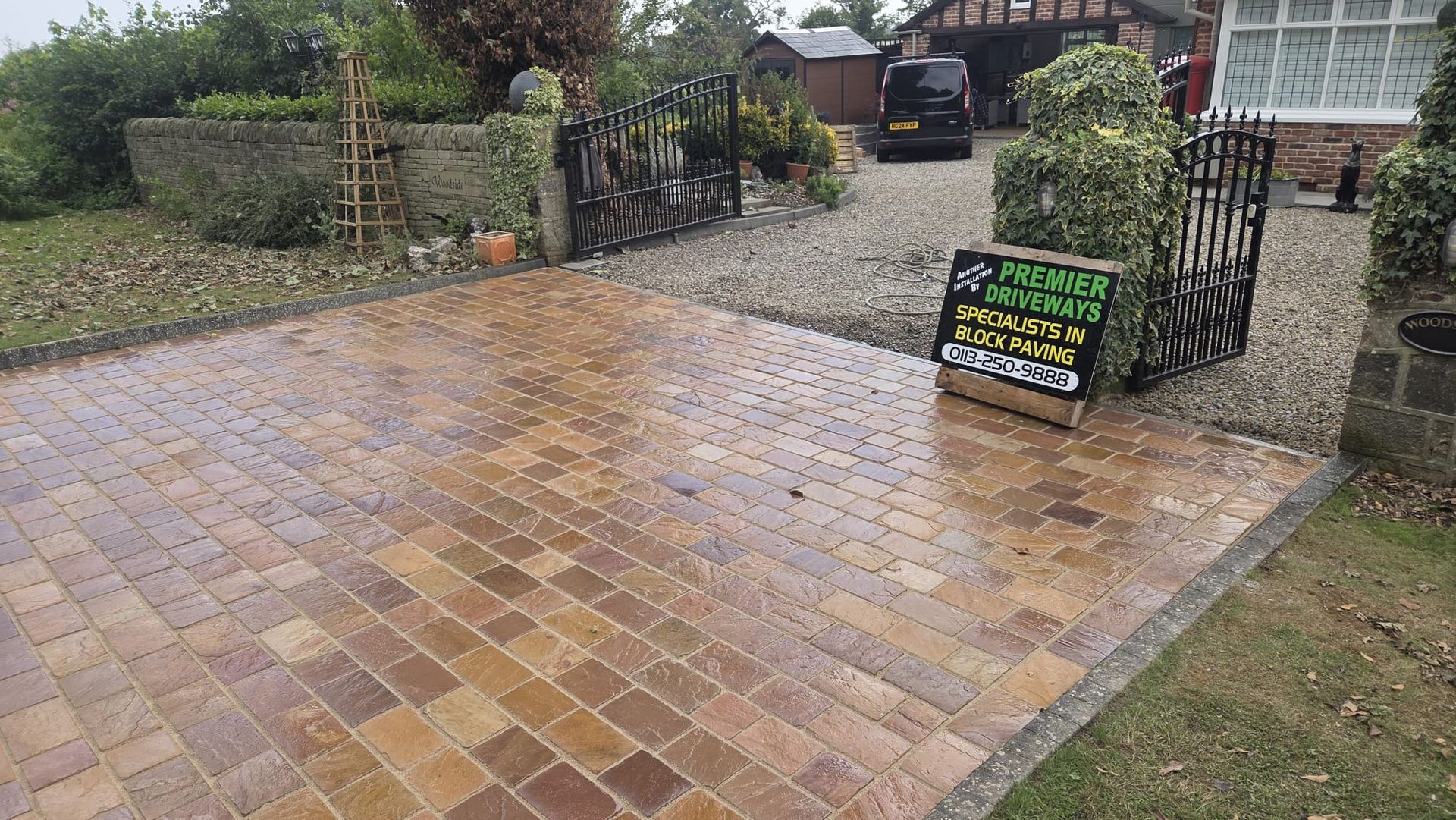 Raj Blend Indian stone with 50mm cobbles in Harrogate Follifoot