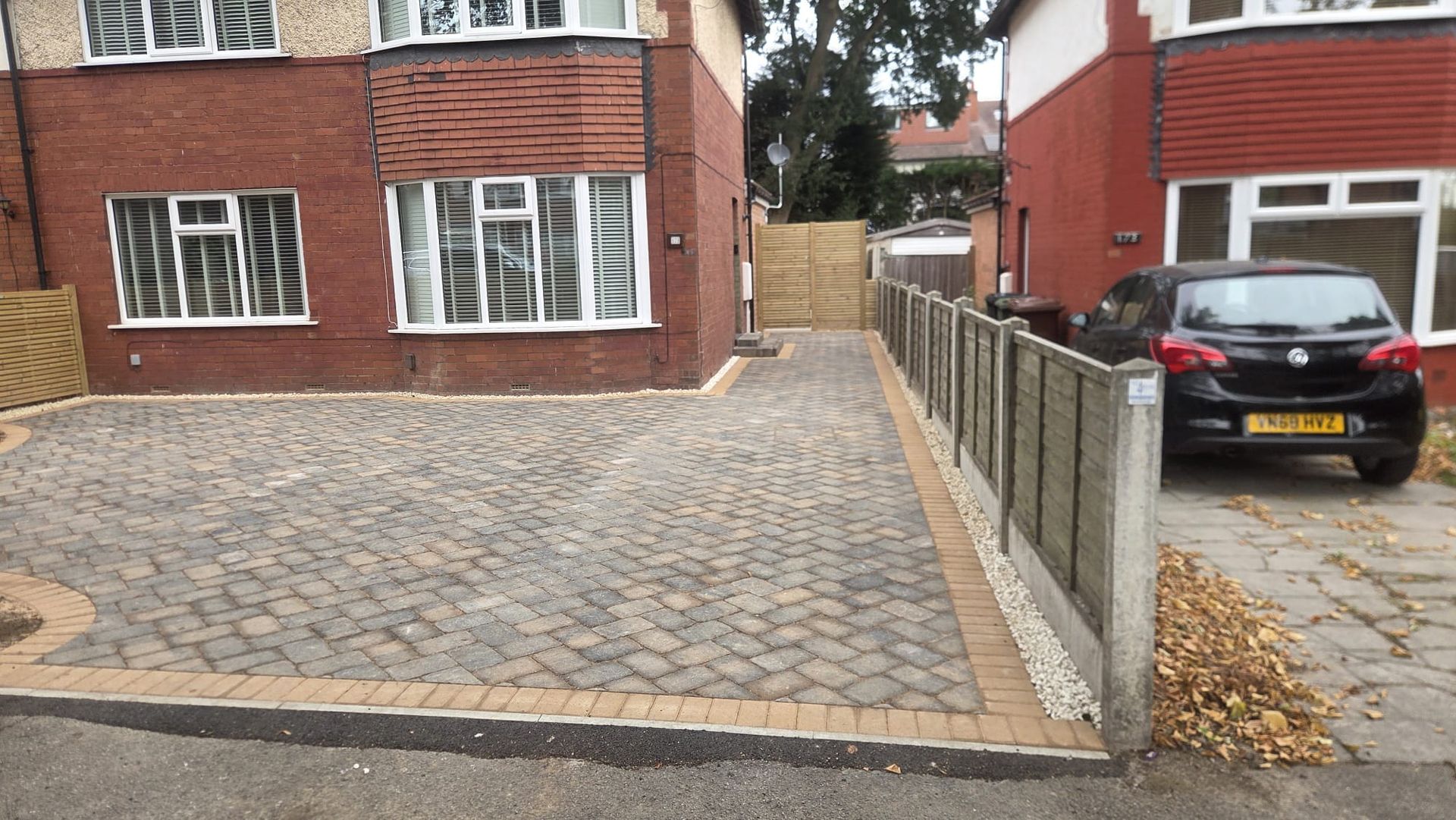 Completed block-paved driveway and landscaped garden makeover in Leeds