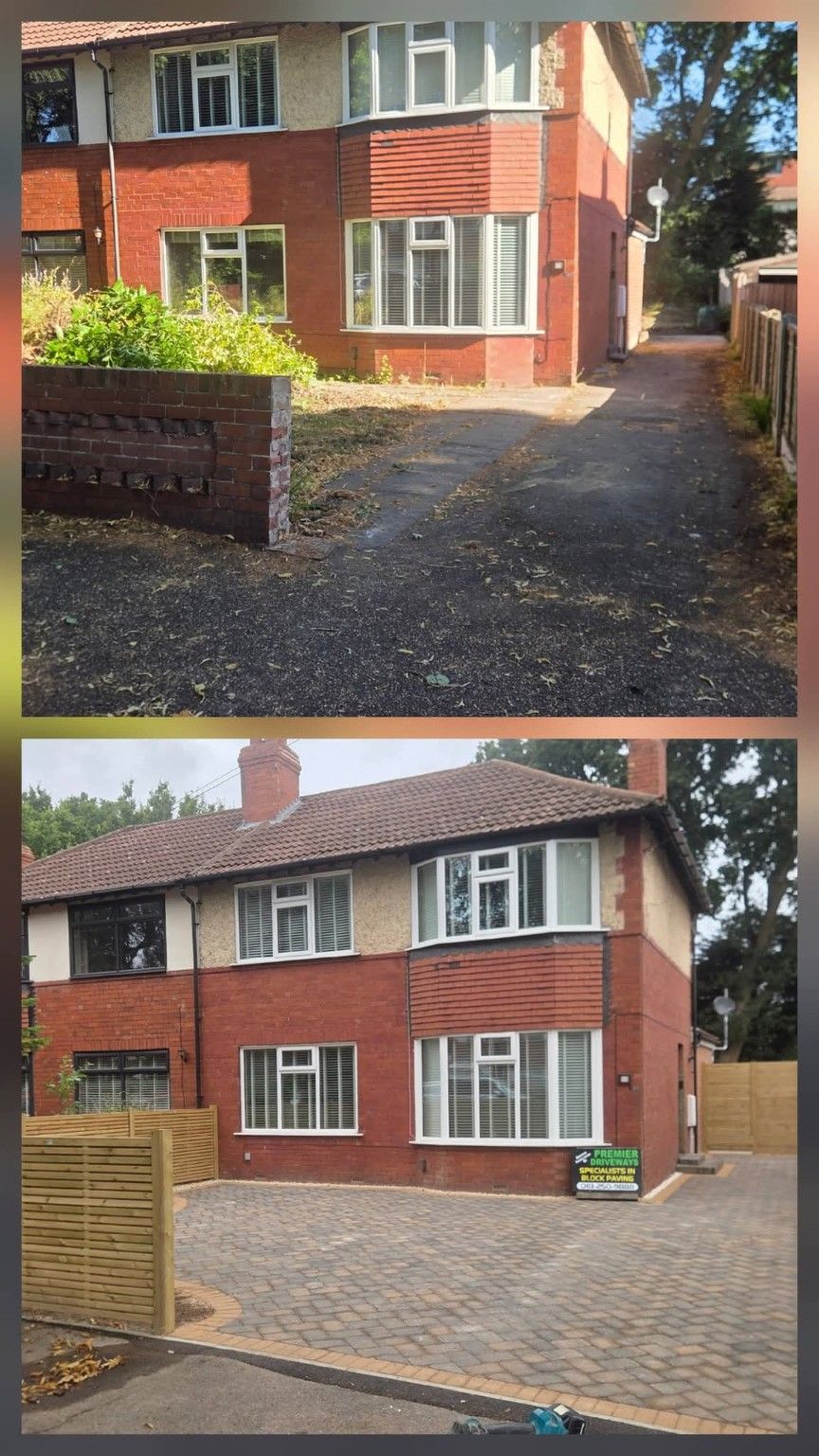 Completed block-paved driveway and landscaped garden makeover in Leeds
