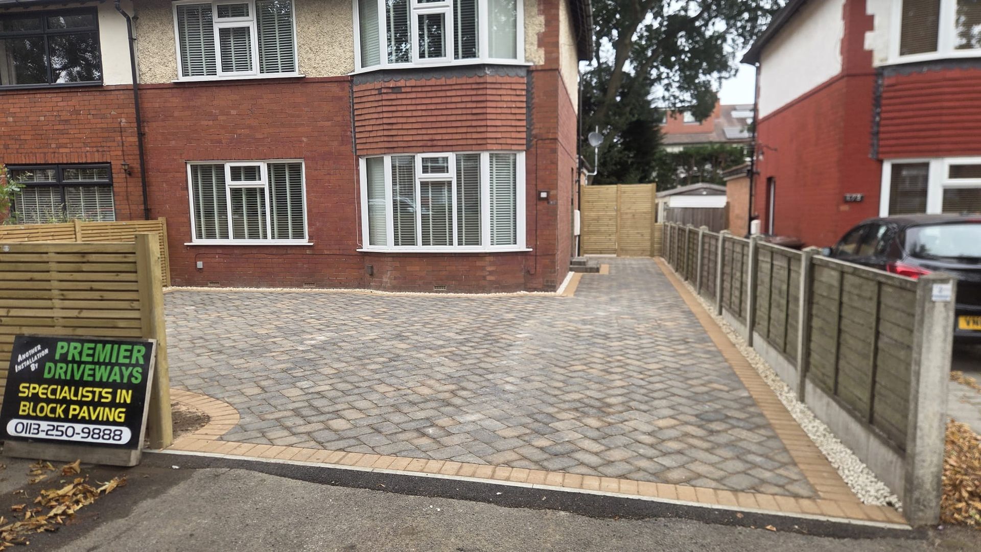 Completed block-paved driveway and landscaped garden makeover in Leeds