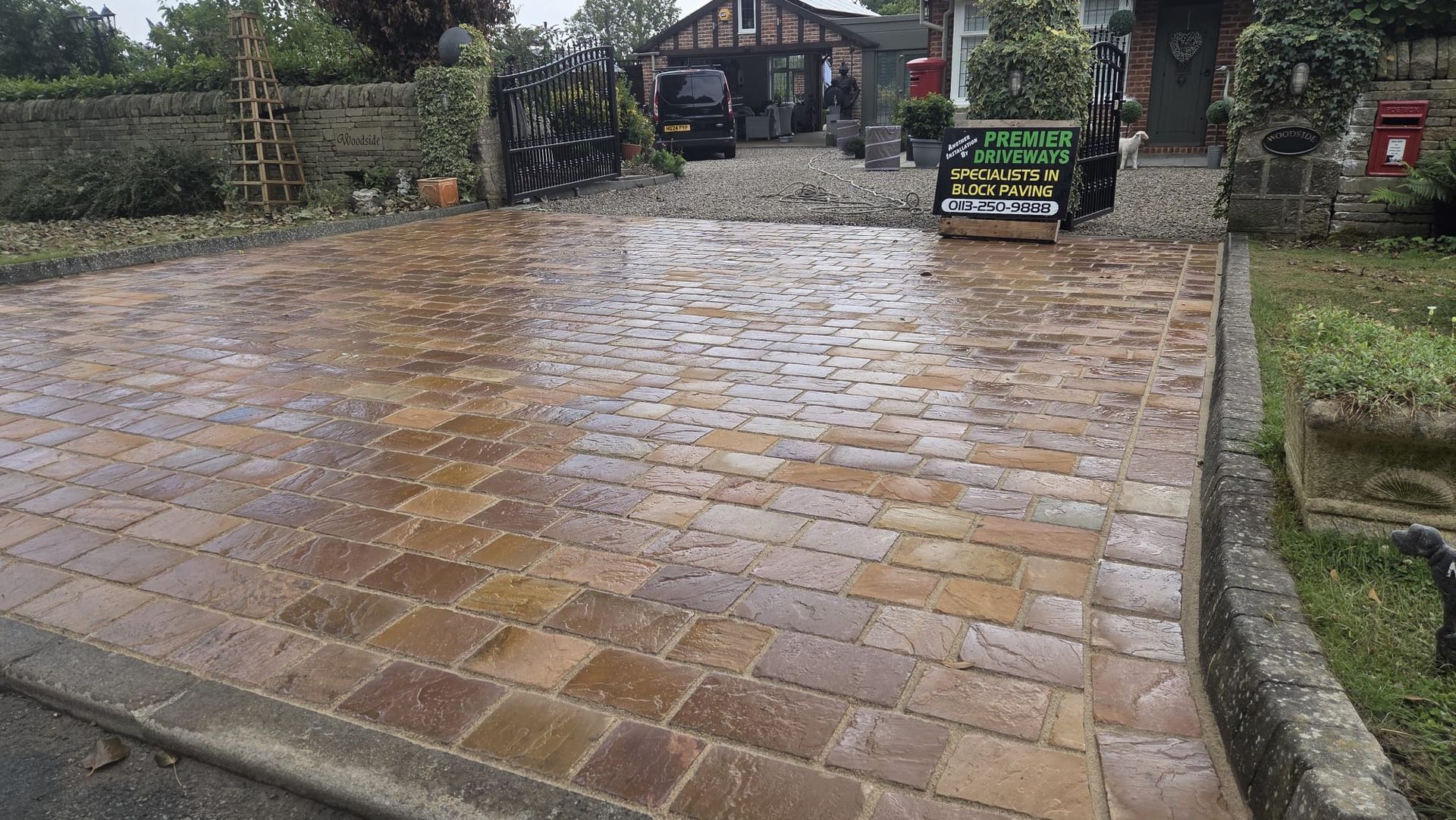 Raj Blend Indian stone with 50mm cobbles in Harrogate Follifoot