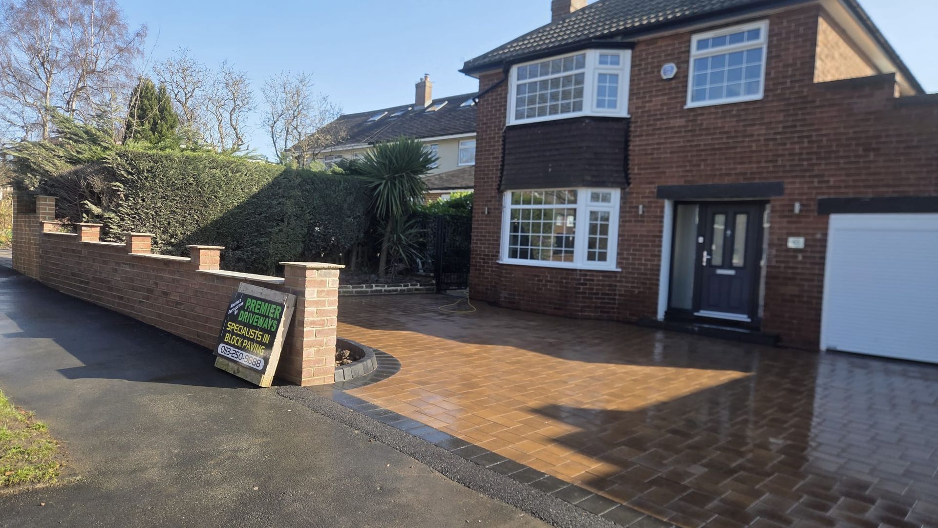 Positano Peakstone driveway with Charcoal border and new wall in Cookridge