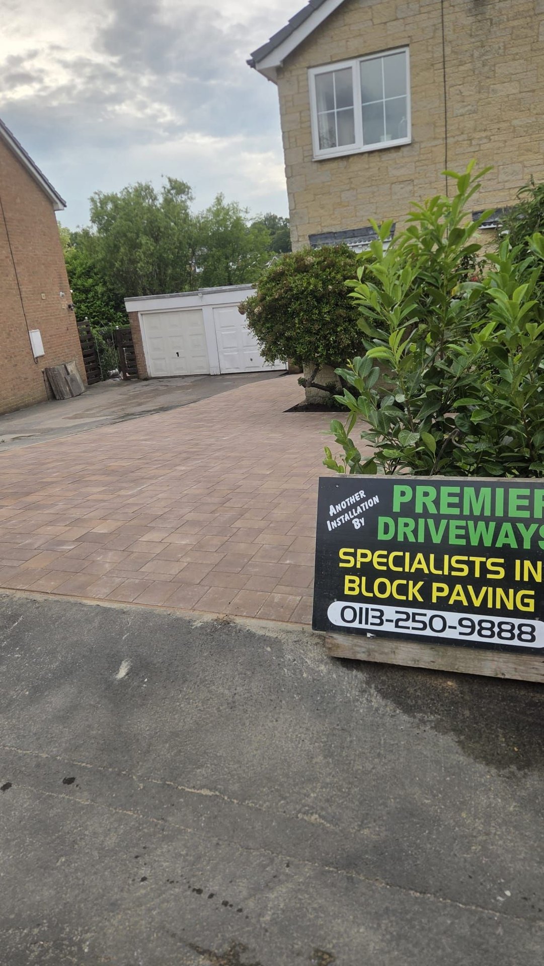 Completed grey block paving driveway in Burley in Wharfedale