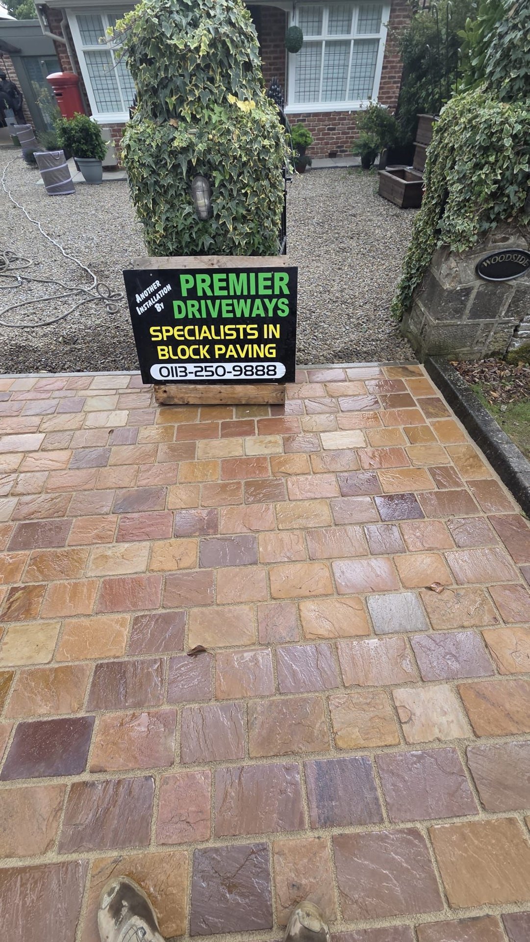 Raj Blend Indian stone with 50mm cobbles in Harrogate Follifoot