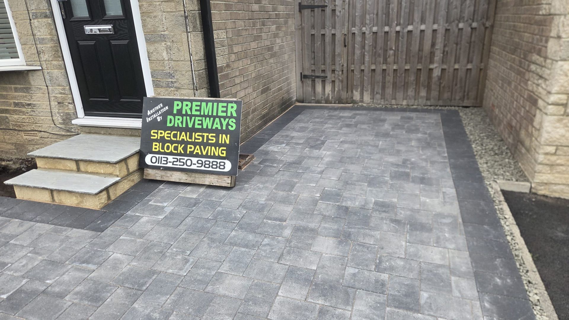 Positano Granite driveway with Charcoal border in Calverley
