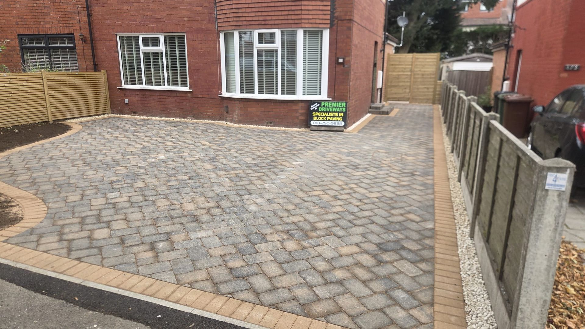 Completed block-paved driveway and landscaped garden makeover in Leeds
