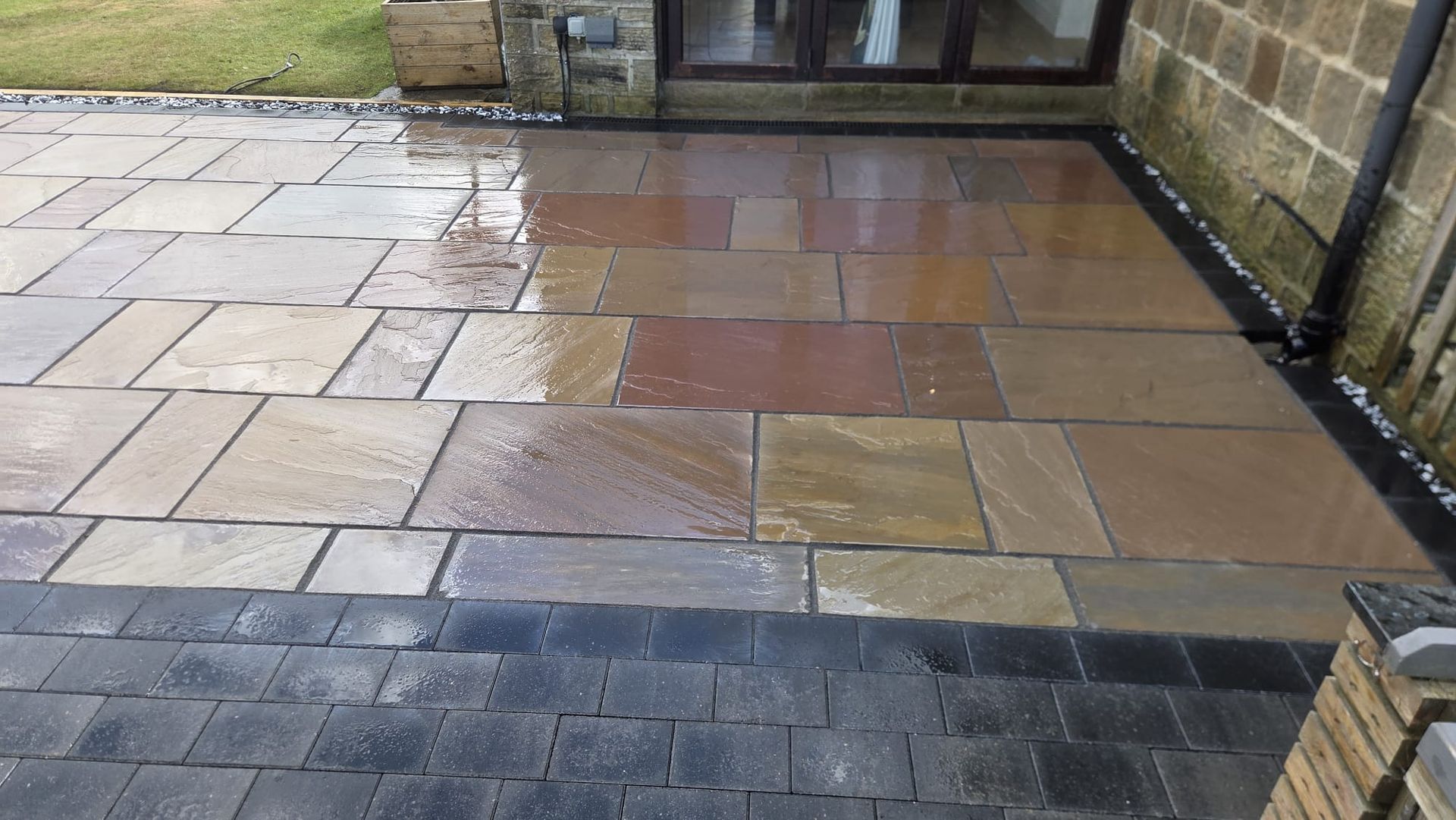 Raj Blend patio with Positano outdoor kitchen surround in Burley in Wharfedale