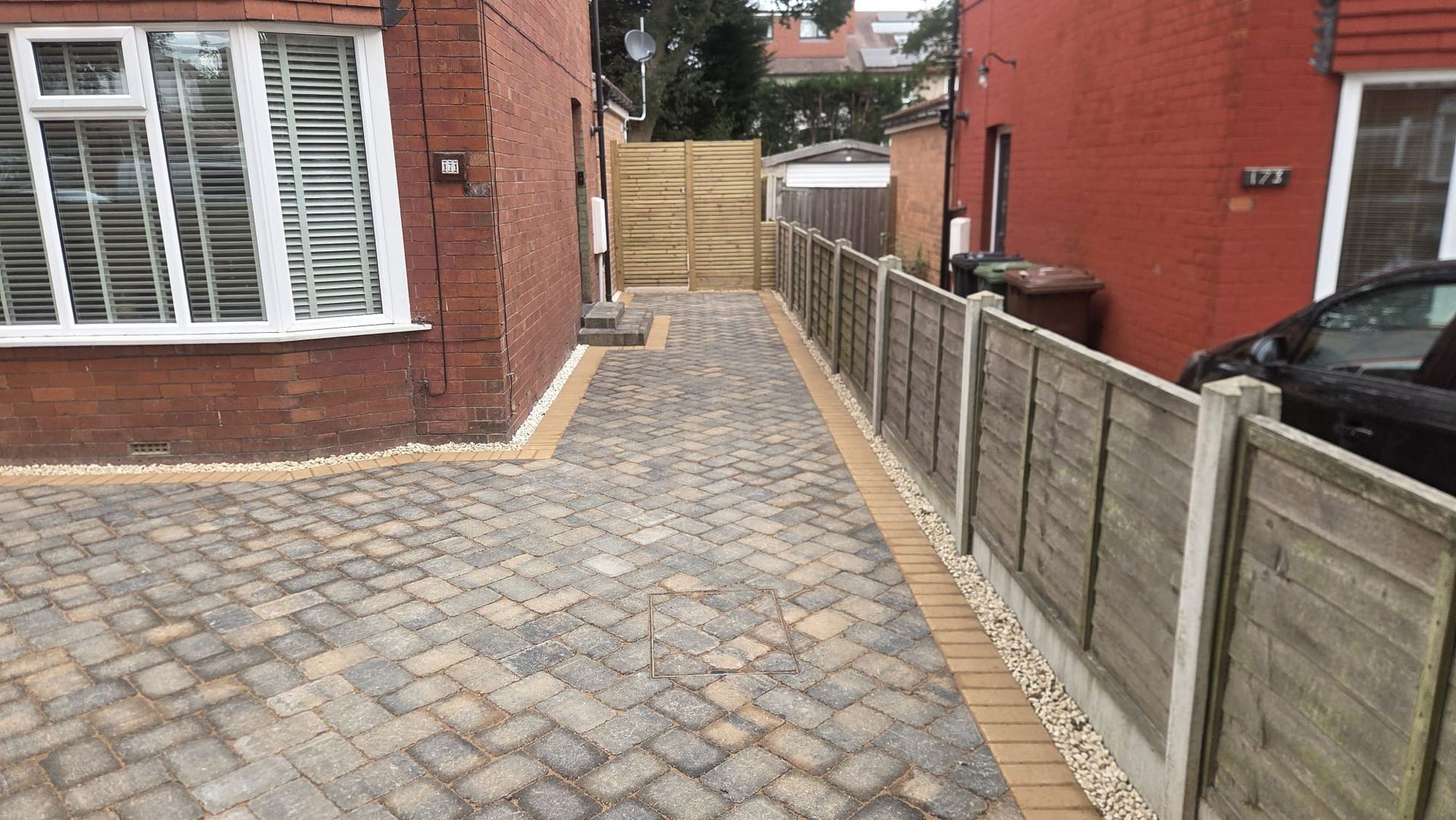 Completed block-paved driveway and landscaped garden makeover in Leeds