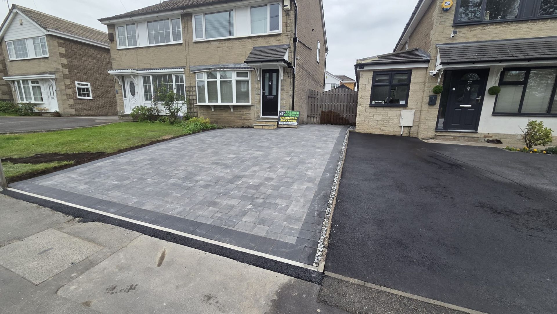 Positano Granite driveway with Charcoal border in Calverley
